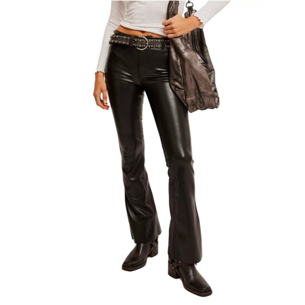 We the Free Level Up Vegan Slit Bootcut Pants, Black, Size 30